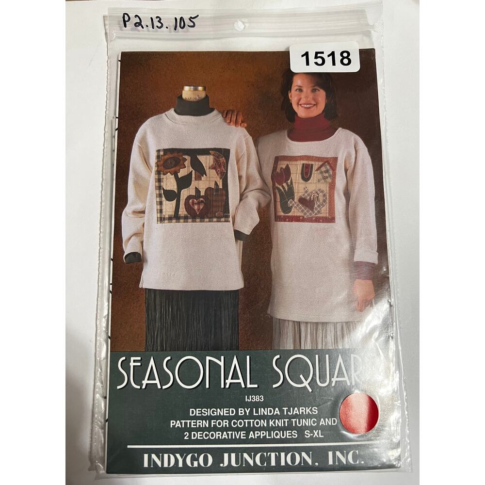 NEW Indygo Junction-Seasonal Squares Tunic Appliques Pattern & Instructions